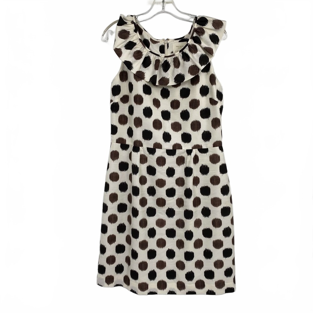 kate spade White Brown Mini Dress Polka Dot Short | Womens 10